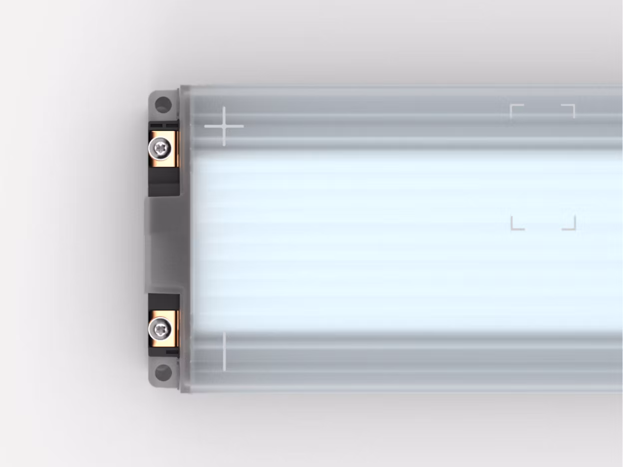 Close-up image of an electric battery.