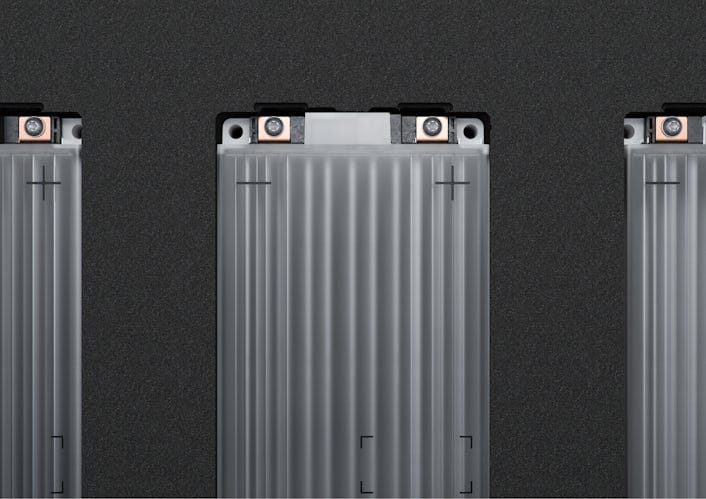 Battery module on a grey background.