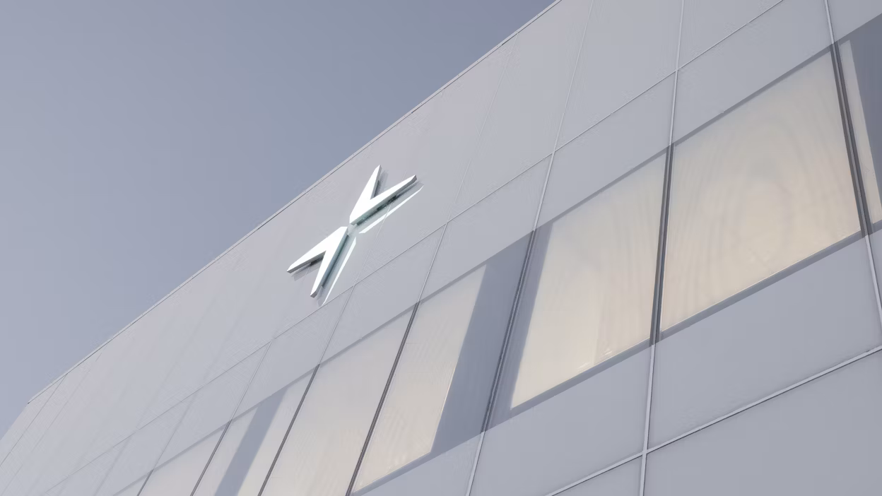 The Polestar logo on Polestars headquarters, The Cube.