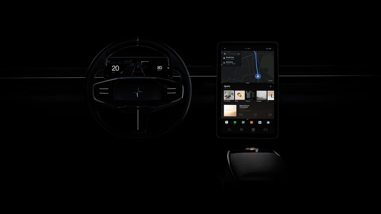 A wheel and a tablet with GPS on the screen on a black background