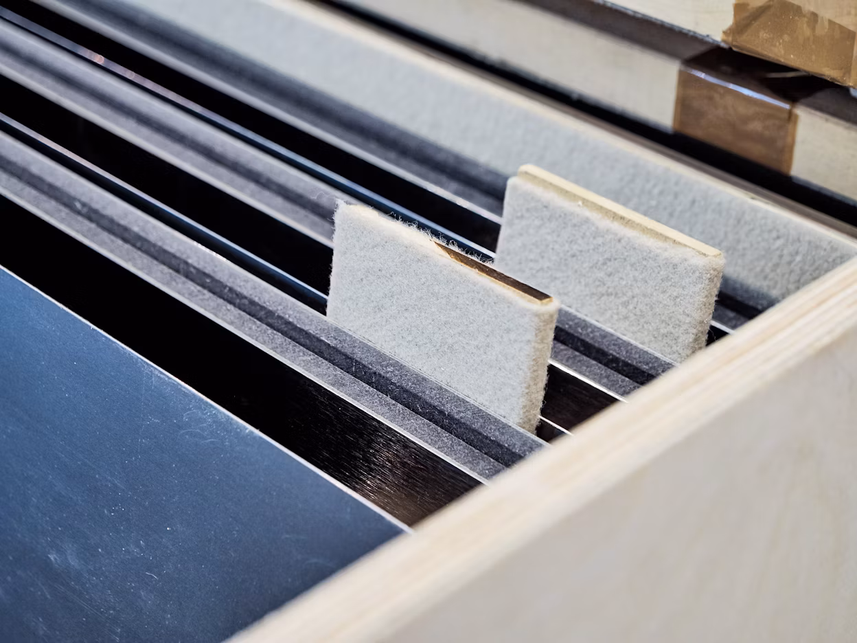 Close-up of construction materials in a large box.