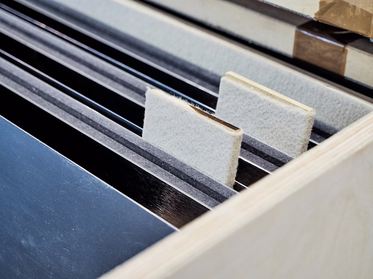 Close-up of construction materials in a large box.