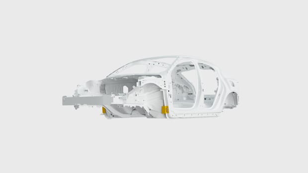 Illustration showing inner structure of the car and its battery safety 