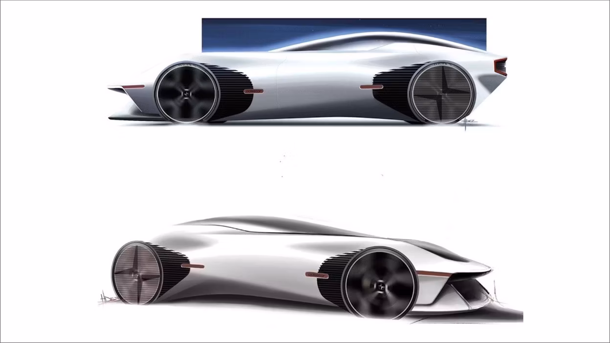 Polestar concept art showing illustrations of a futuristic sport car.