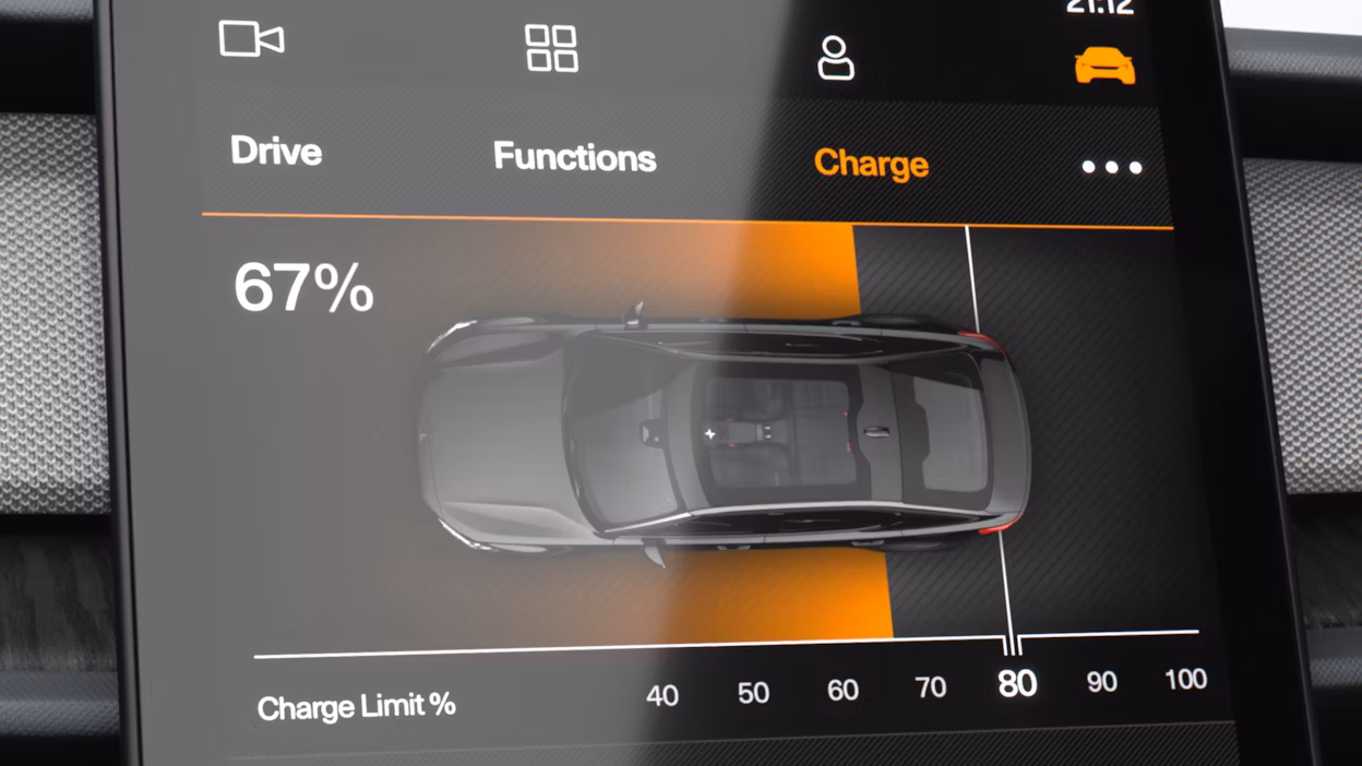 User interface of a Polestar 2 screen.
