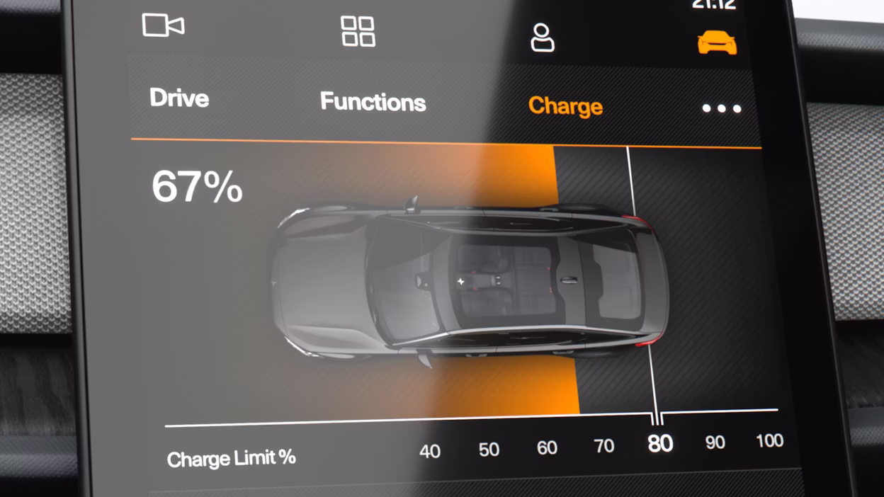 User interface of a Polestar 2 screen.