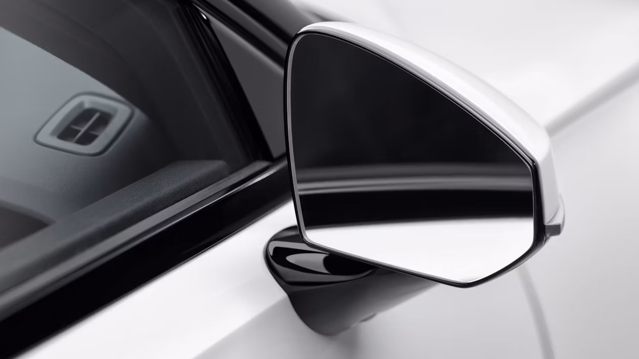 Polestar 2's frameless mirror design.