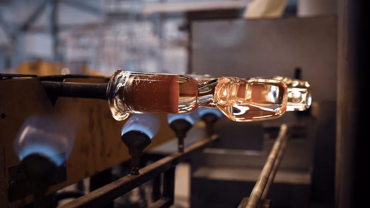 Glass being heated by blowtorches.