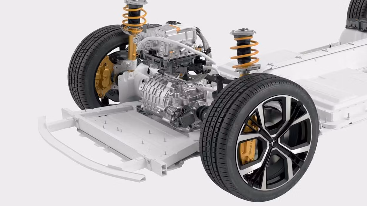 Inside view of the electric motor in Polestar 2