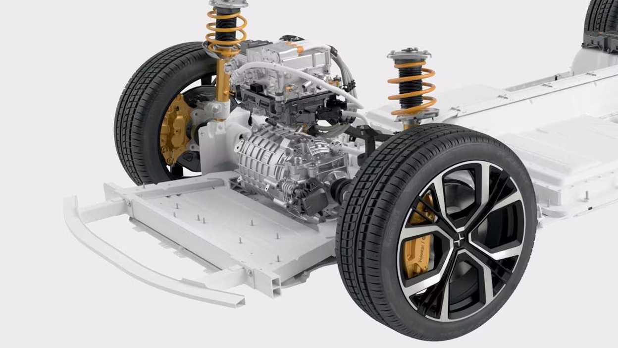 Inside view of the electric motor in Polestar 2