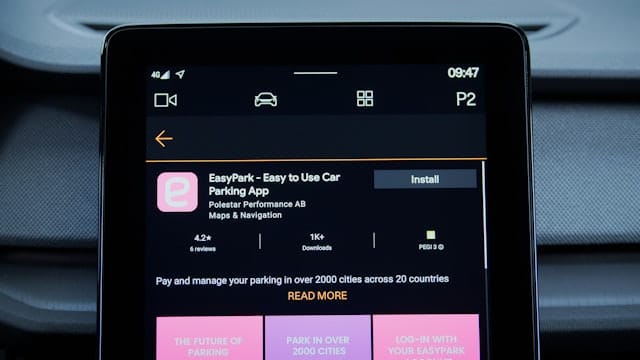 In-car display showing app installation 