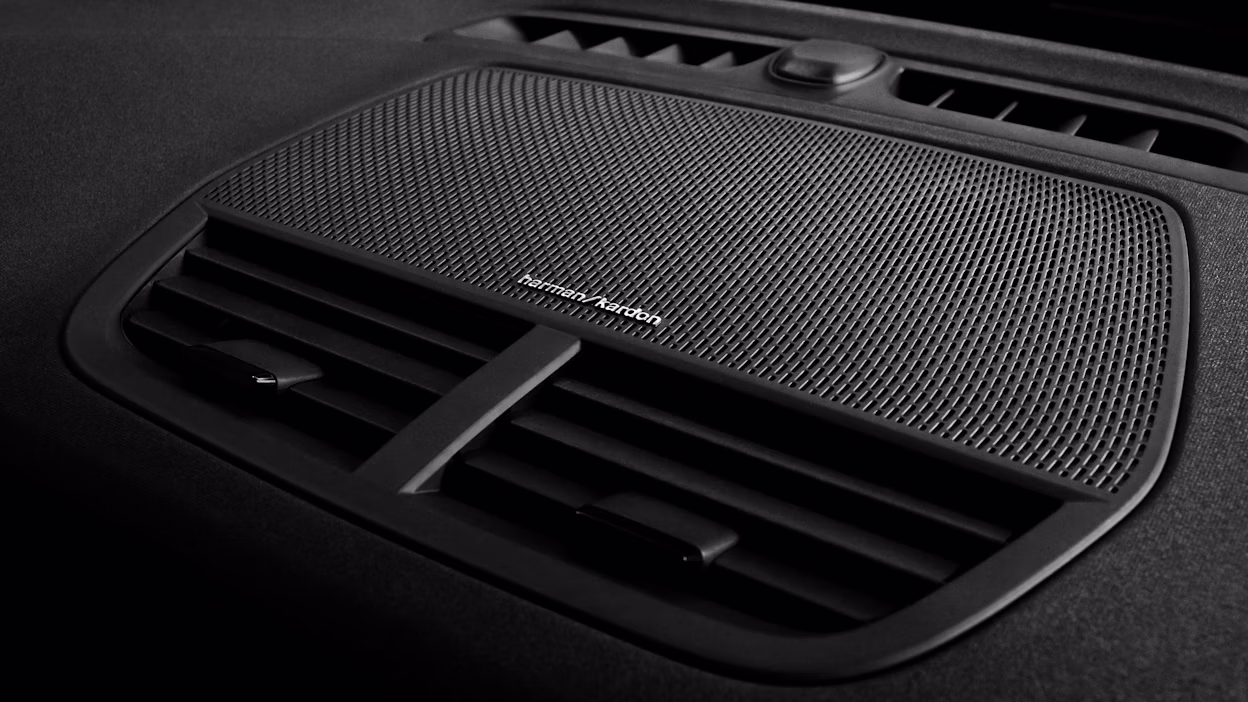 The centre speaker of the Polestar 2 Harman Kardon system.