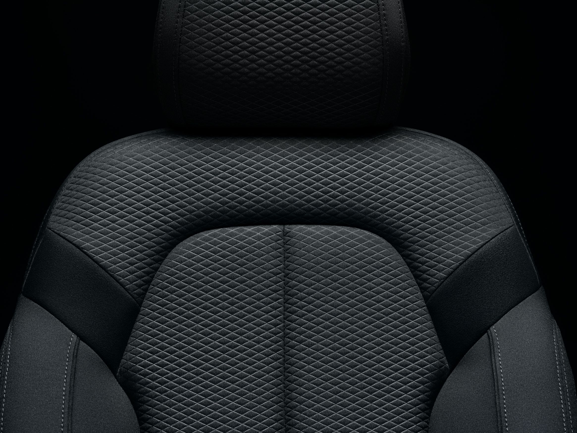 Detailed view of black car seat 