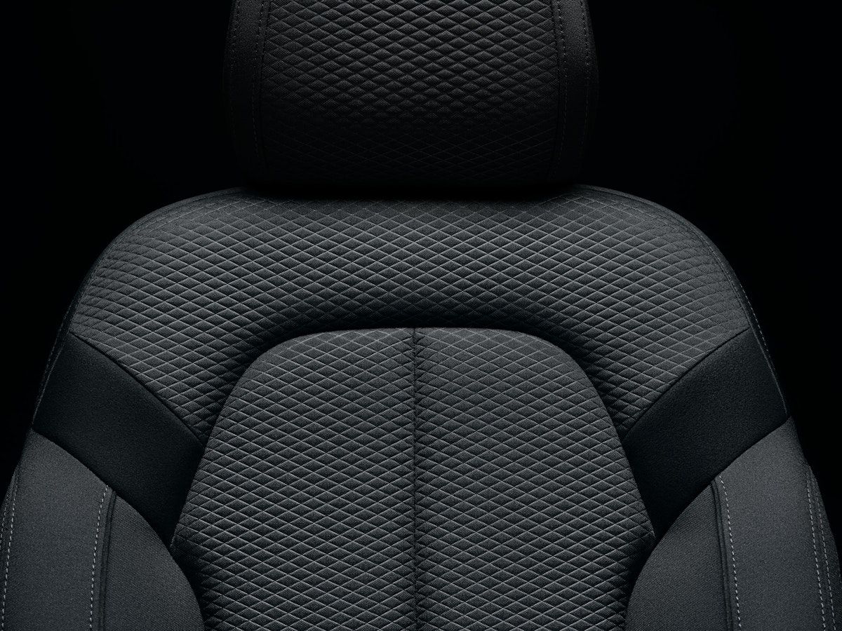 Detailed view of black car seat 