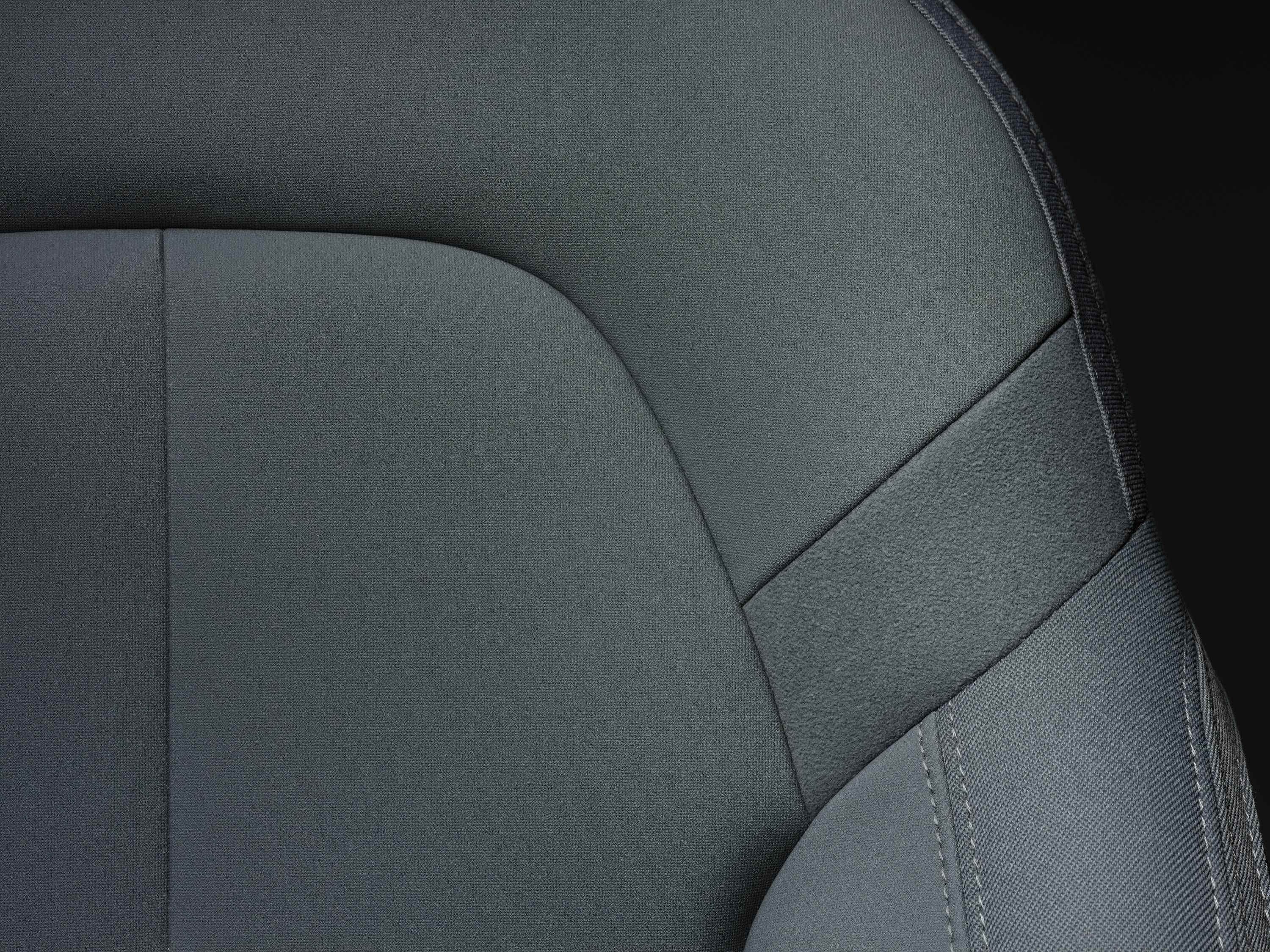 Details of dark grey car seat 