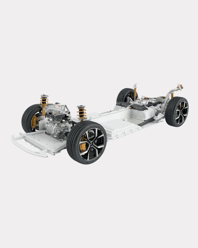 Overview of the chassis inside Polestar 2