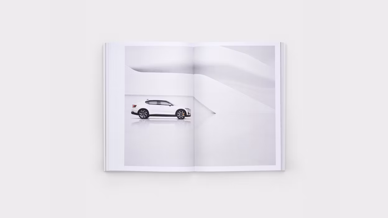 In our online shop you can buy a design book about the creation process of the Polestar 2 full electric.