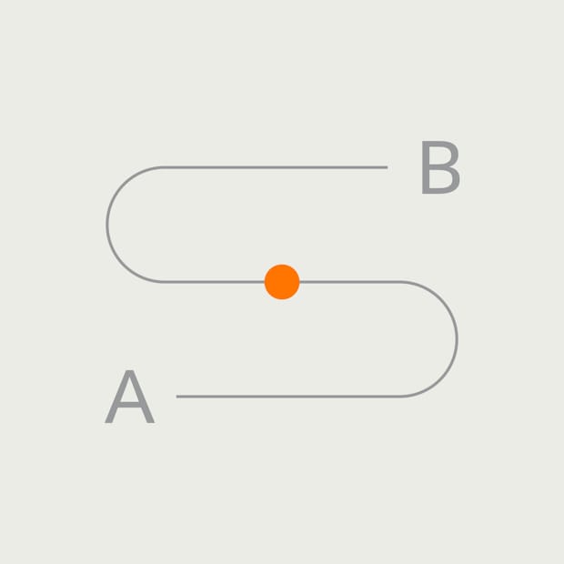 Graphic illustration of the way from point A to point B