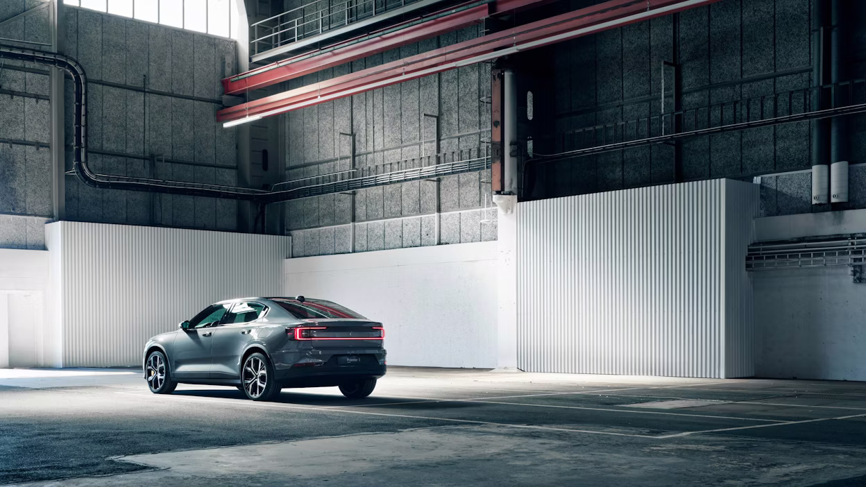 Electric car in a garage