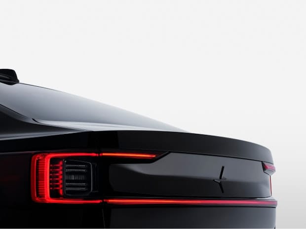 Details of the taillights of a black polestar 2