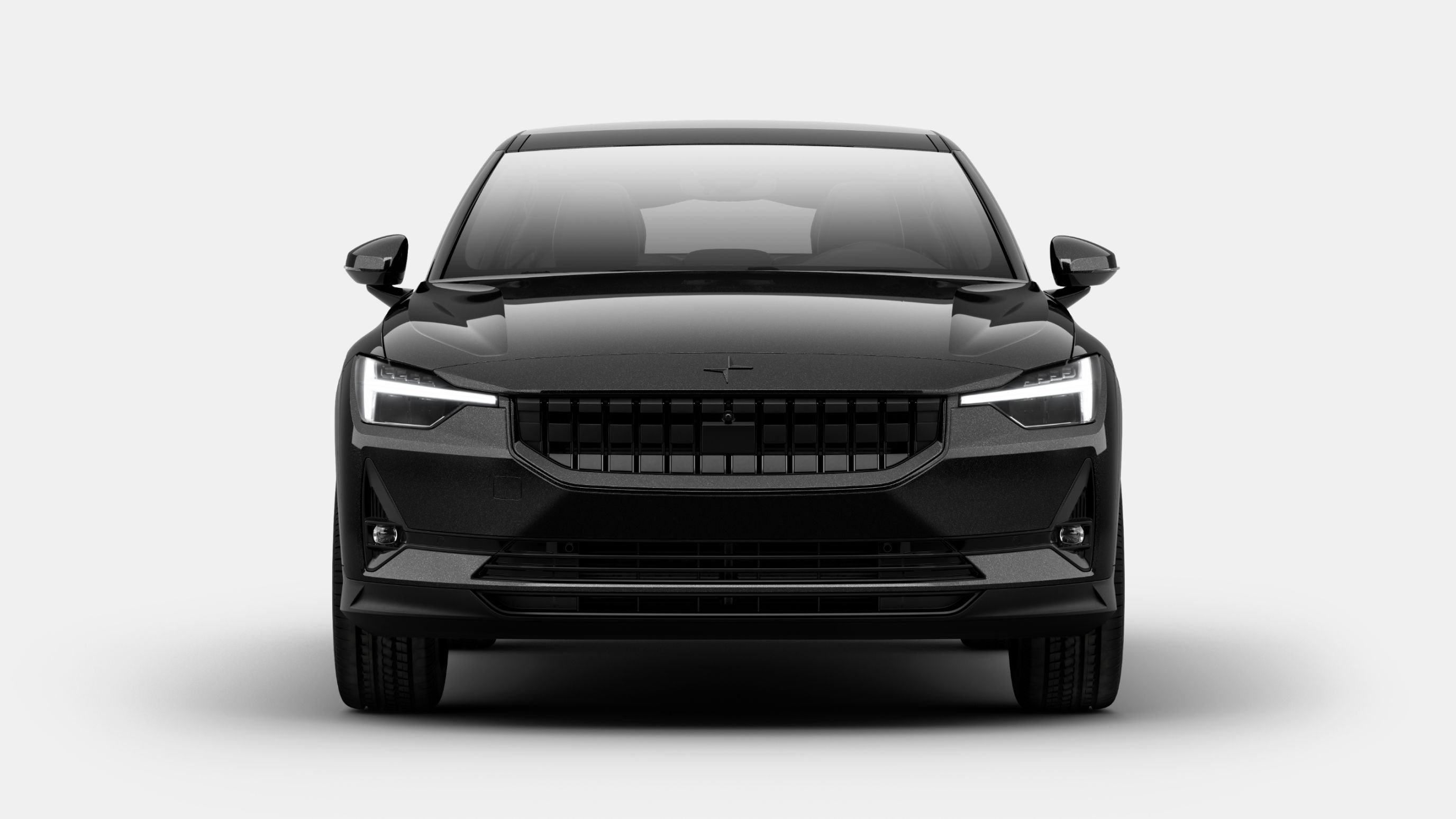 Front view of a black Polestar 2 