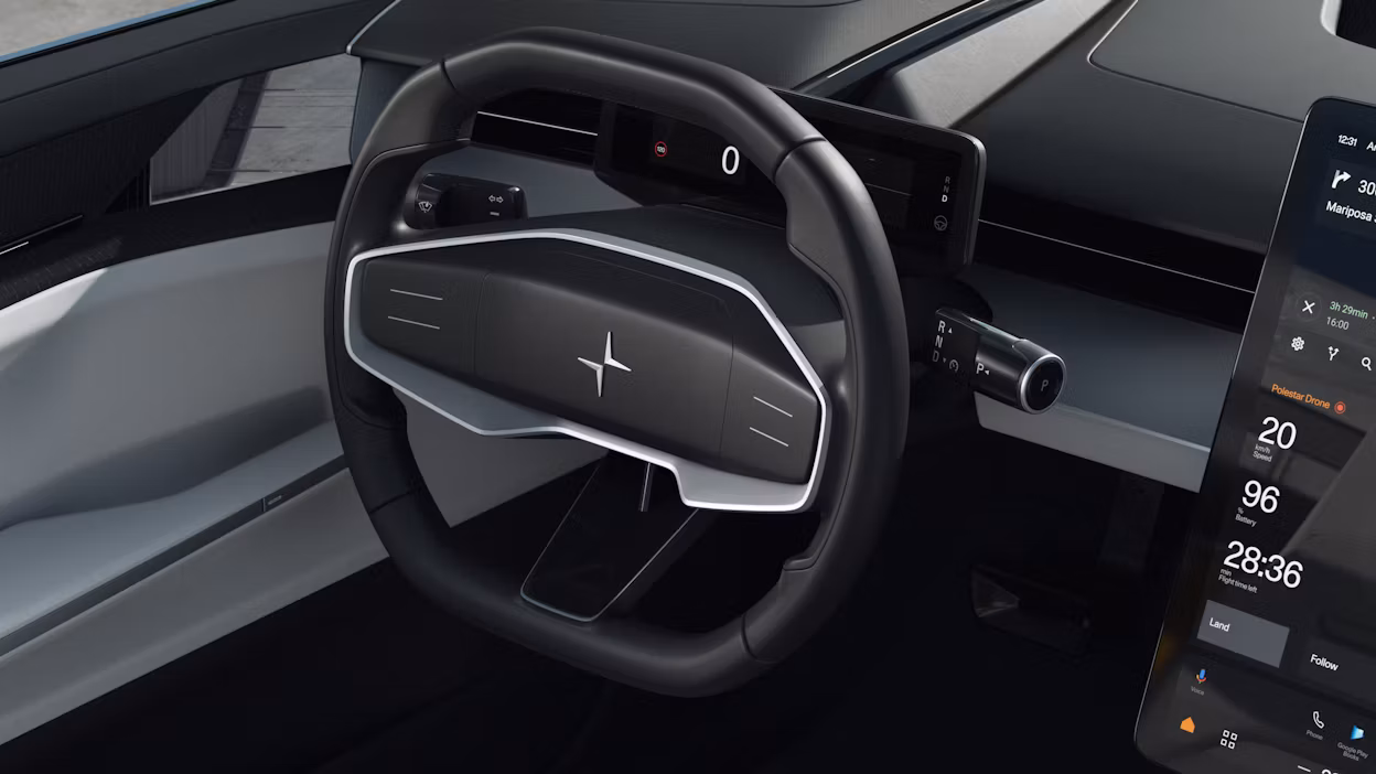 Illustration of the interior of a Polestar O2.