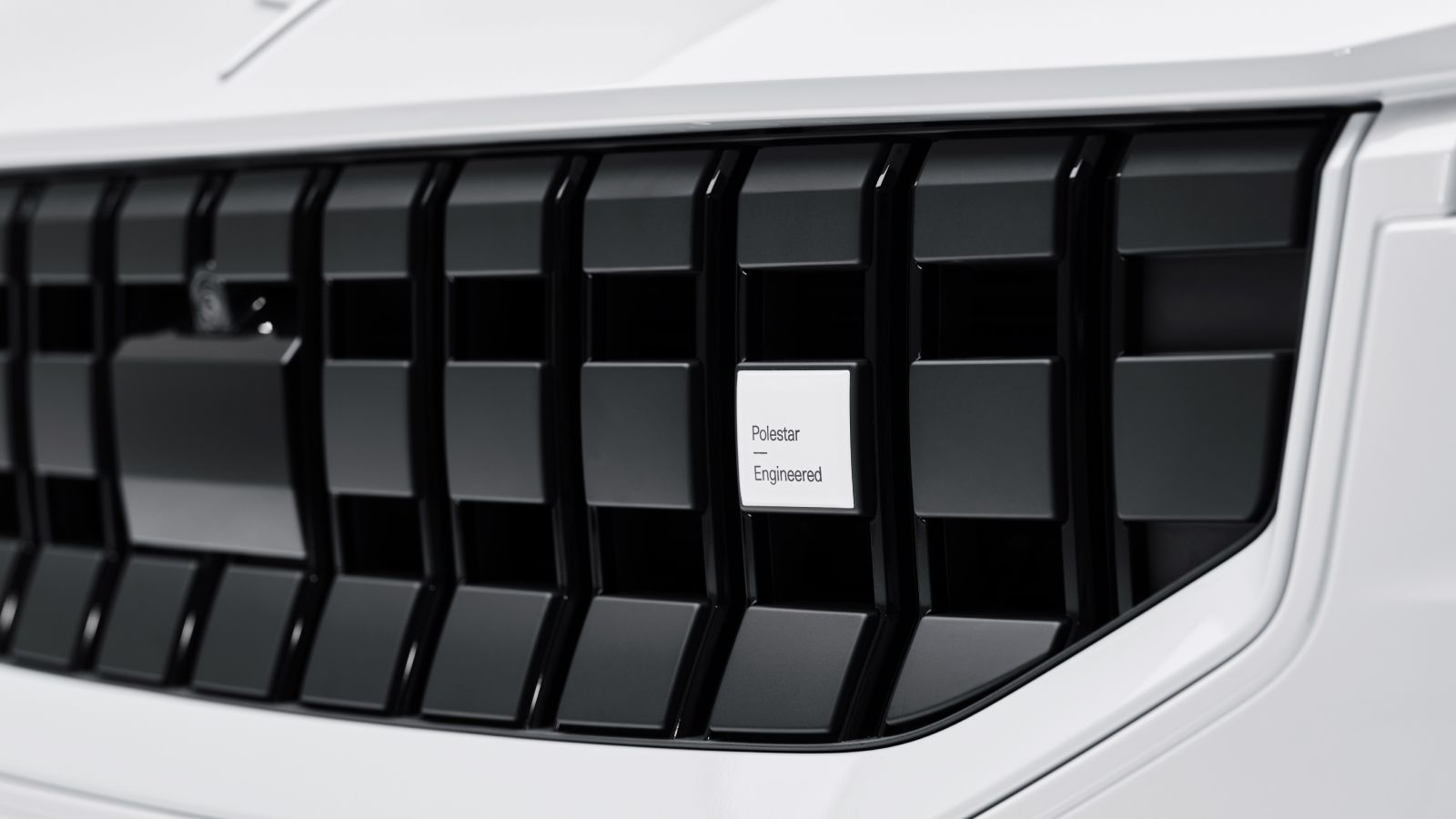 The front grille of white Polestar 2