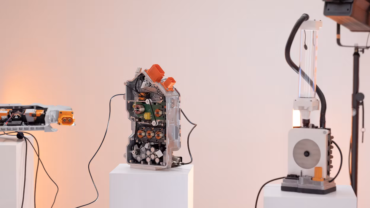 Some robots made from Polestar 2 components.