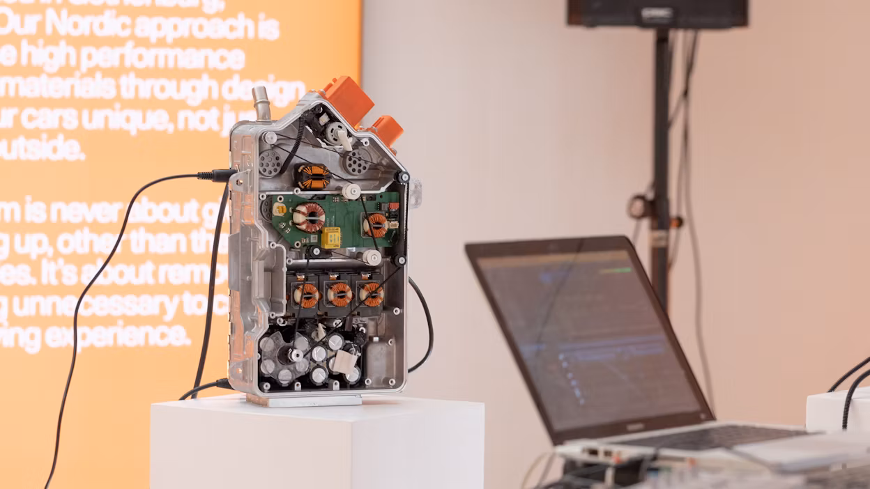 Some robots made from Polestar 2 components.