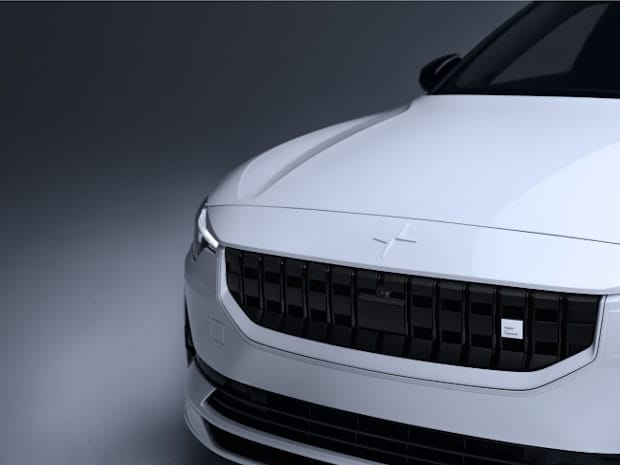 Grille with white Polestar Engineered emblem