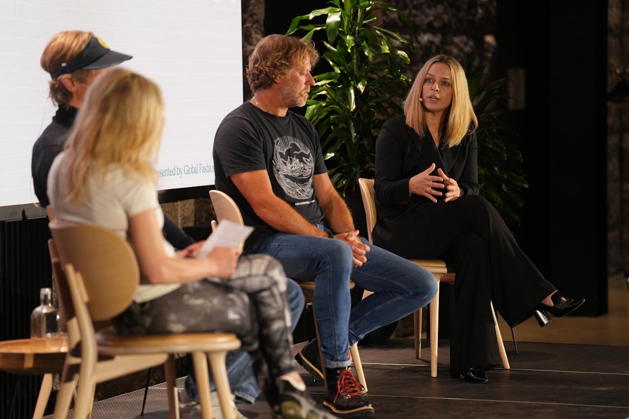 Fredrika Klarén speaking at a panel discussion during the Global Fashion Summit