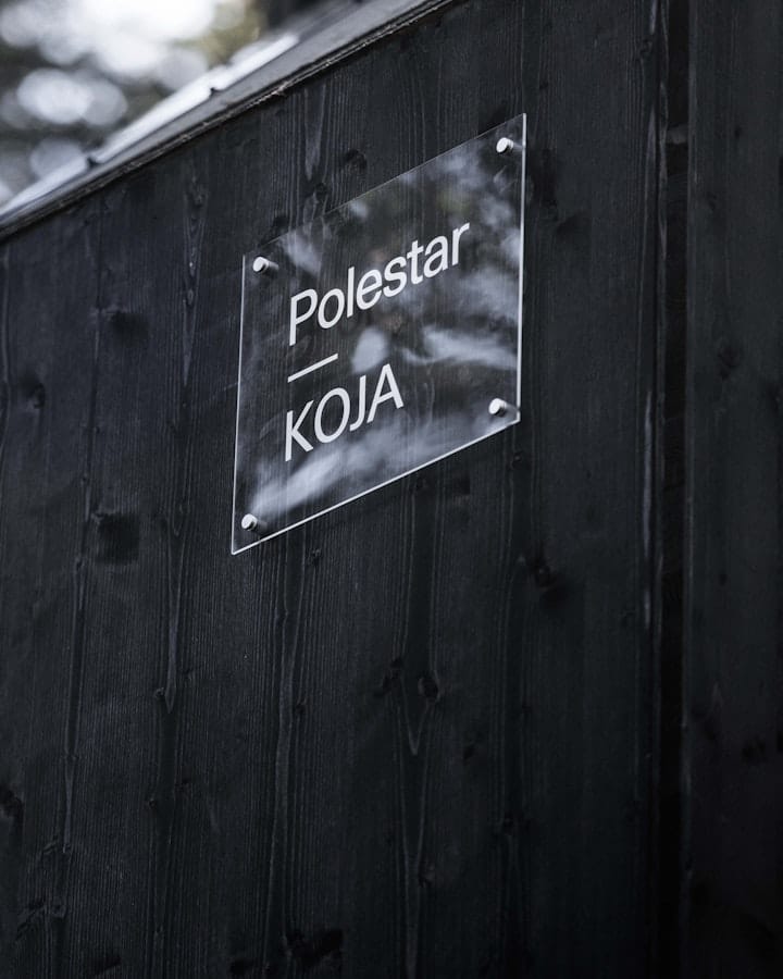 The outside of a treehouse with a nameplate that says "Polestar" and "KOJA". 