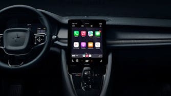 The centre screen of Polestar 2 with Apple CarPlay shown.
