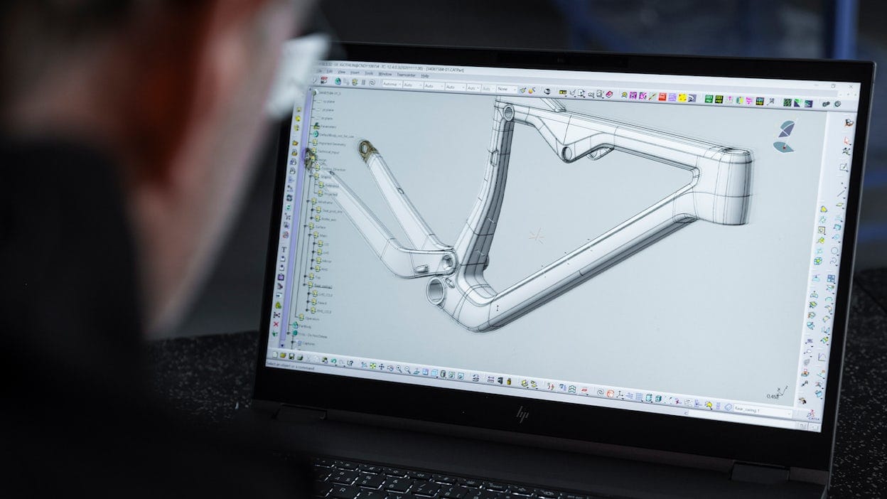 3D animatie van een fietsframe