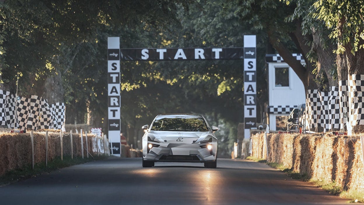 Polestar 5 in front of starting line at Goodwood Festival of Speed 2022.