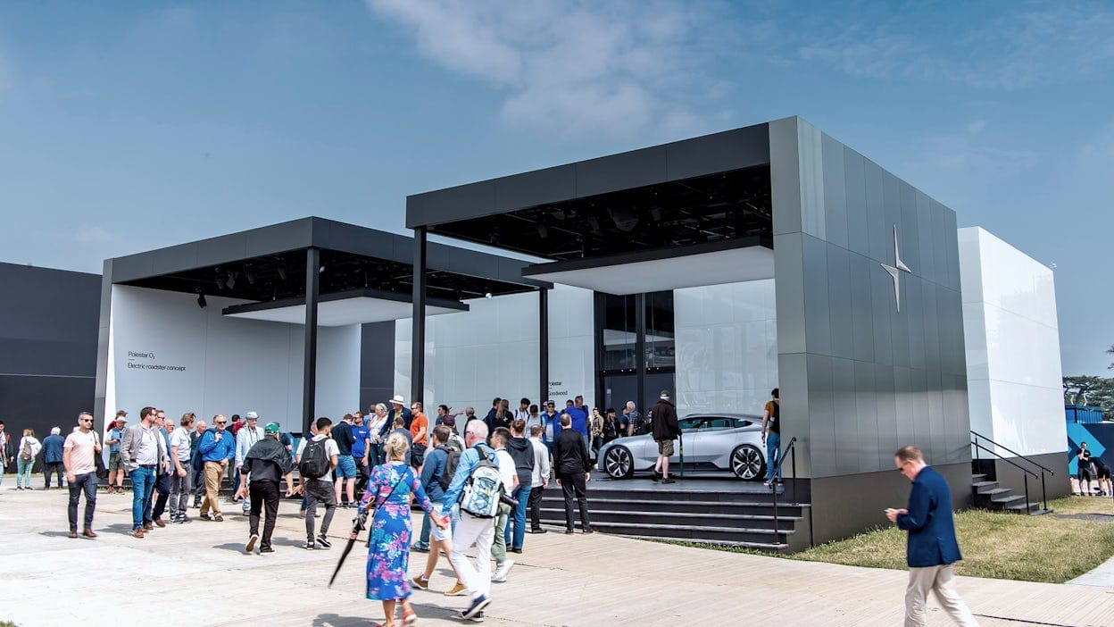 Crowd gathered in front of Polestar's stand at Goodwood Festival of Speed 2022.