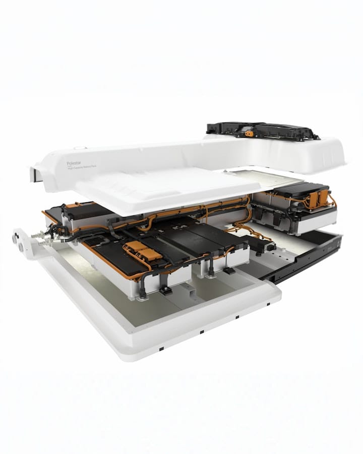 A cross-section of the Polestar EV battery.
