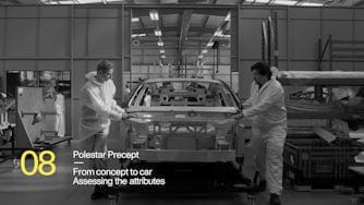 A Polestar being assembled at a production facility