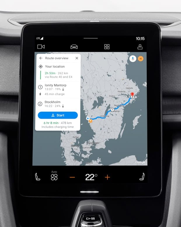 Infotainment systems shows navigation map