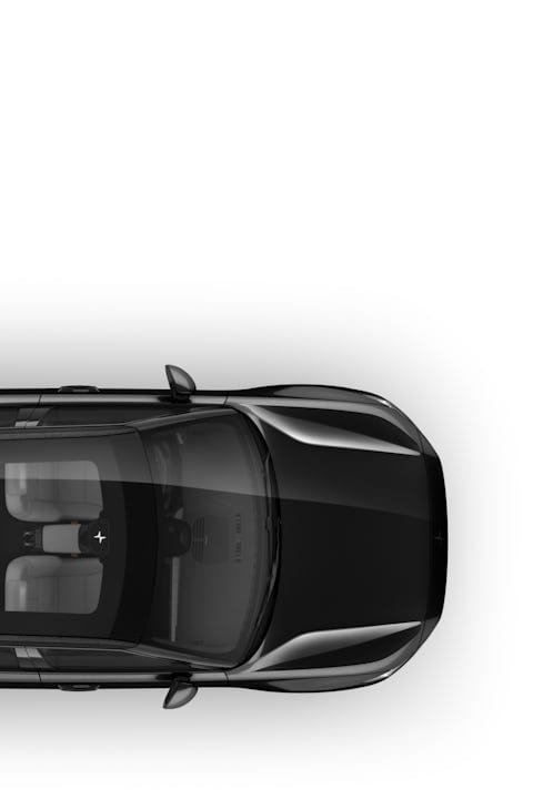 Black car from above with white background