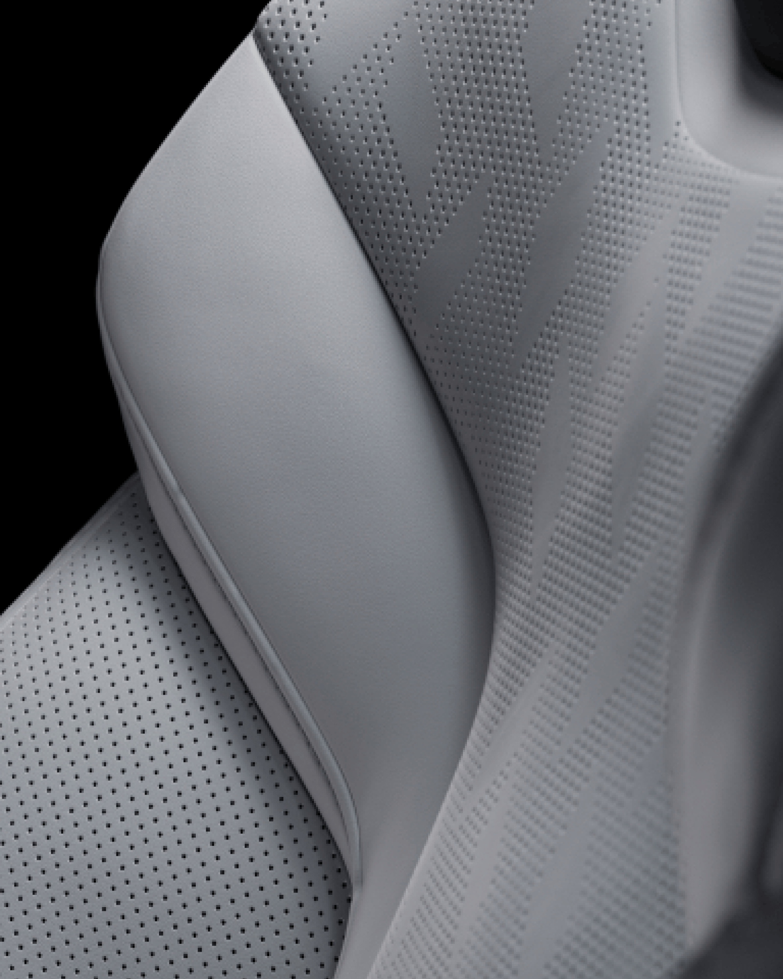 Close-up of the sustainability traced nappa leather upholstery