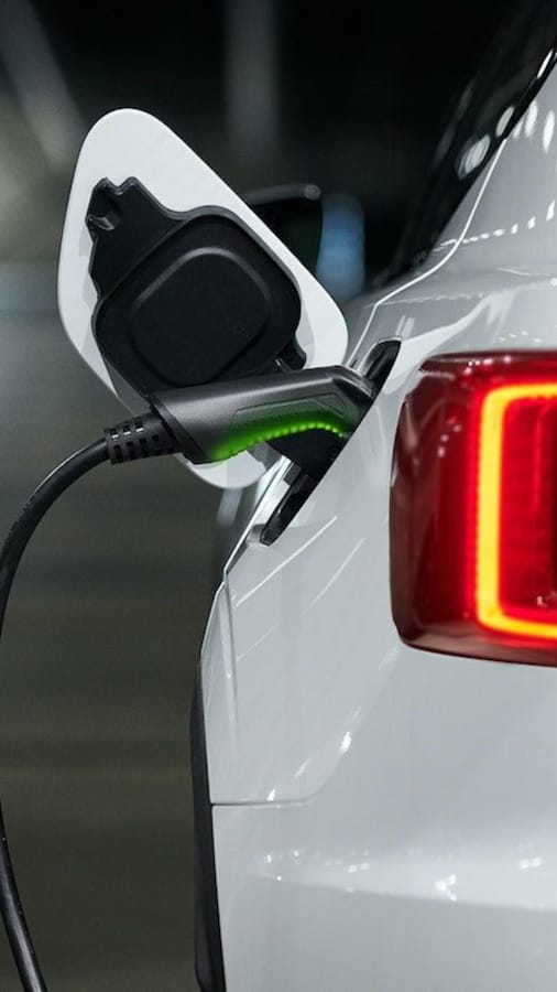 Rear-view of a Polestar 2 while charging