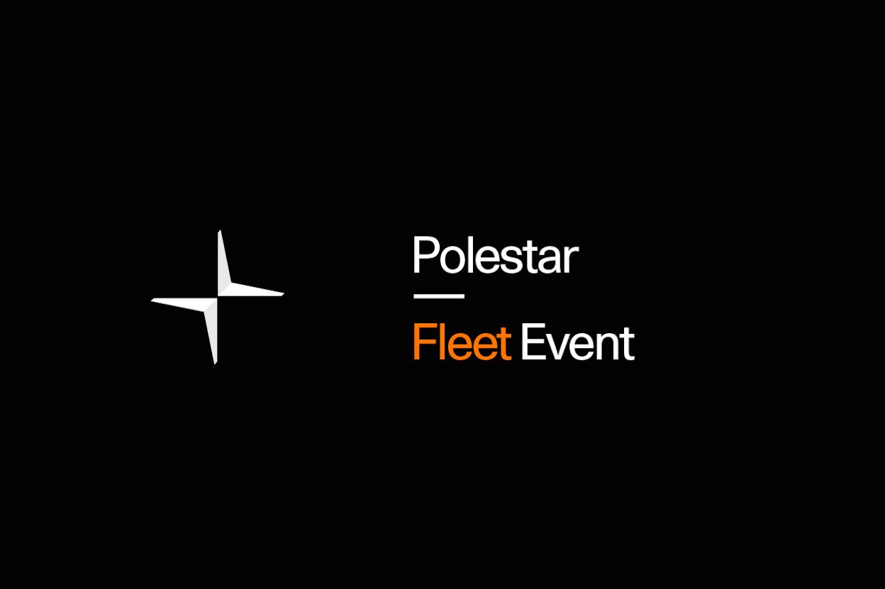 Black background wite and orange text saying Polestar Fleet Event