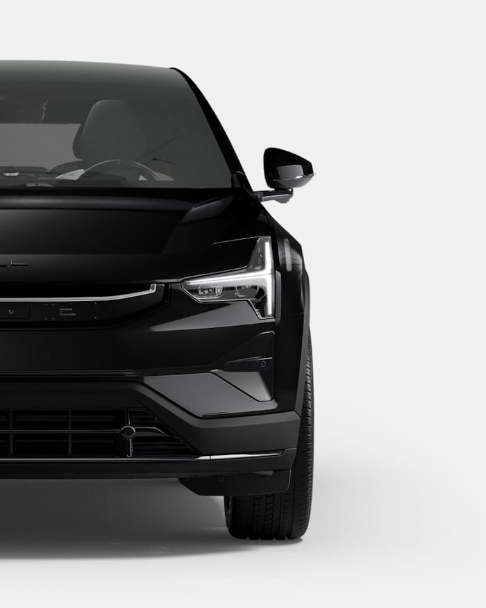 A front view of the Polestar 3 with a black exterior.