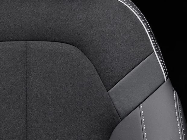 Close-up of the MicroSuede seats upholstery