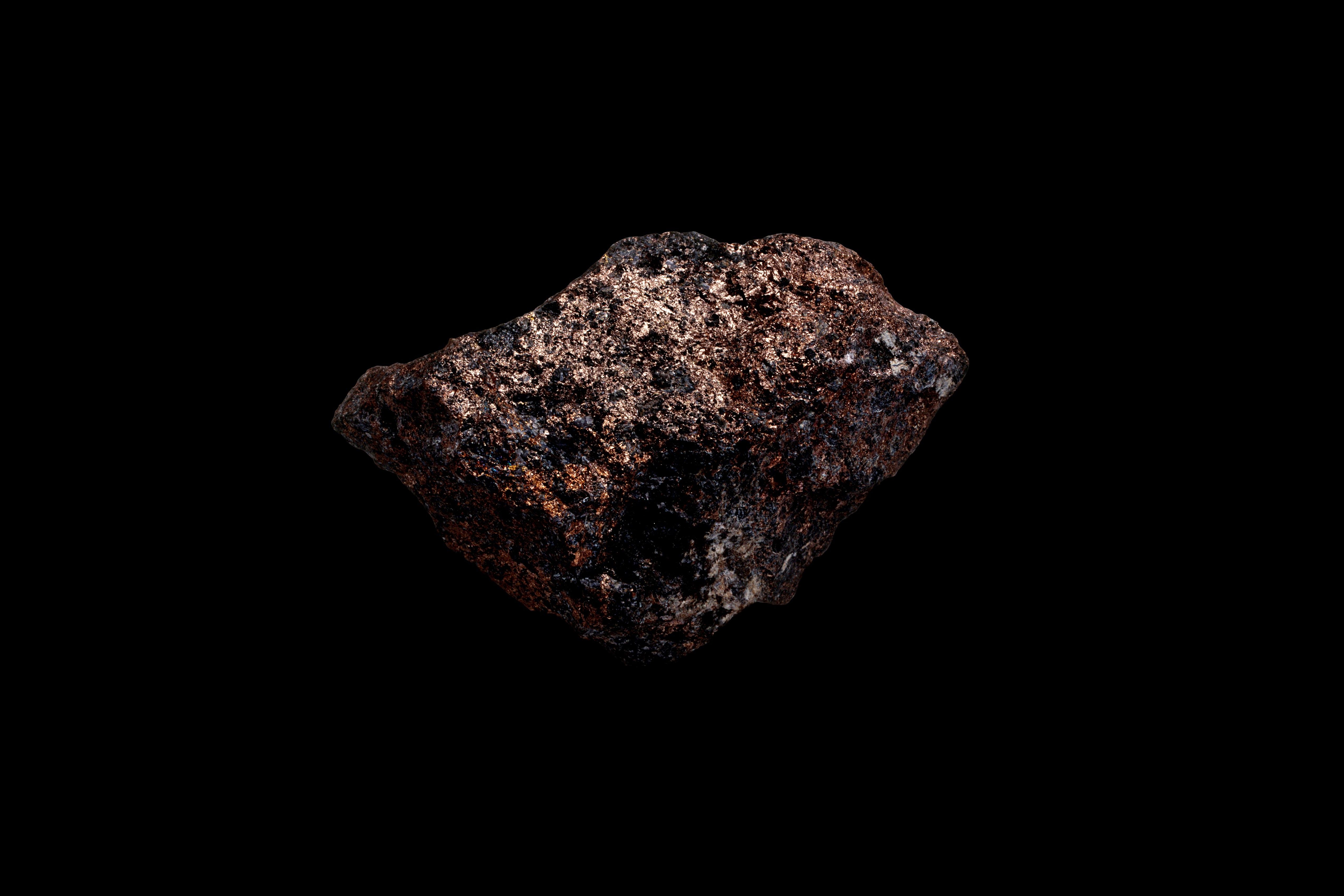 Close up on the material nickel on black background