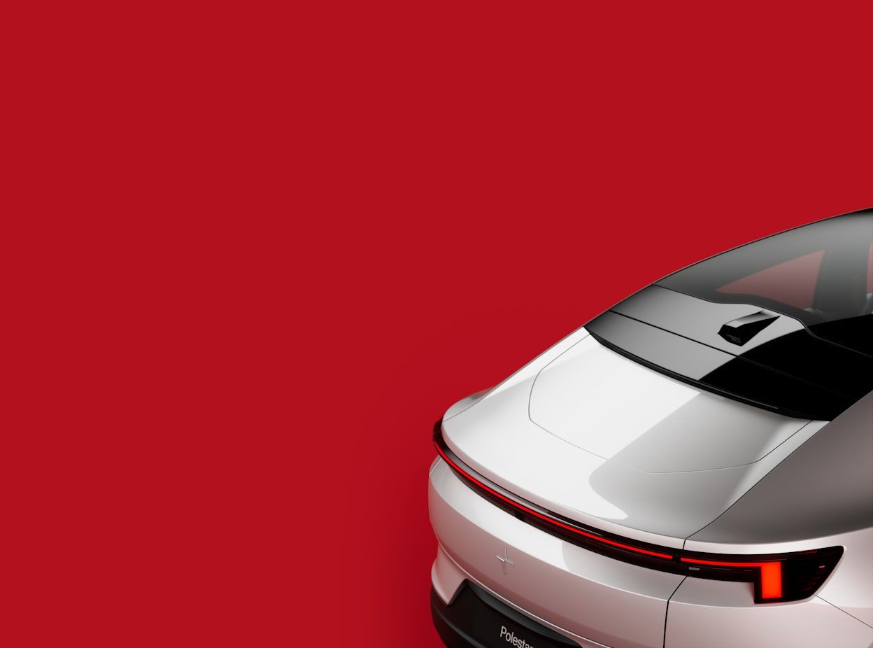 The back part of Polestar 4 against red background