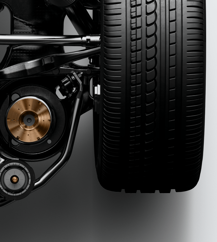 Close-up on wheel and motor of Polestar 4