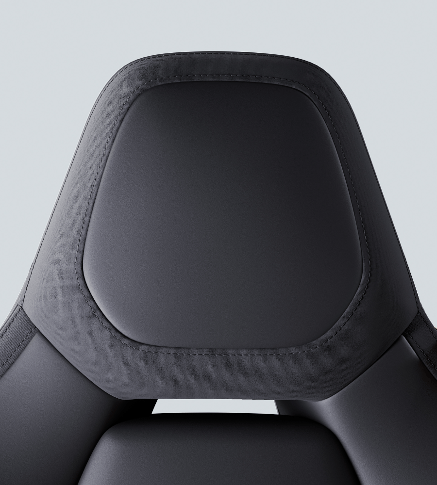 Close-up of the headrest in the material Bio-attributed MicroTech