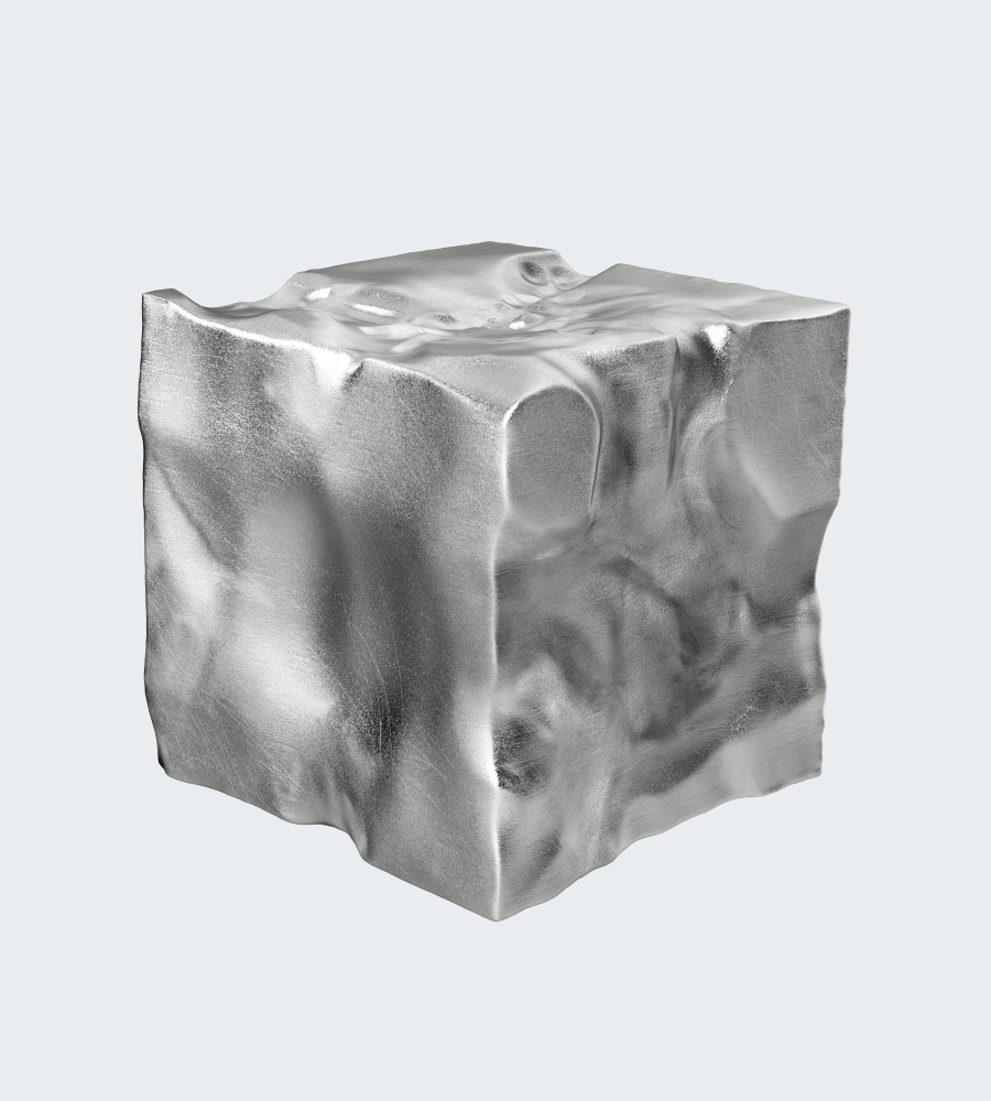 Cube of steel on light background